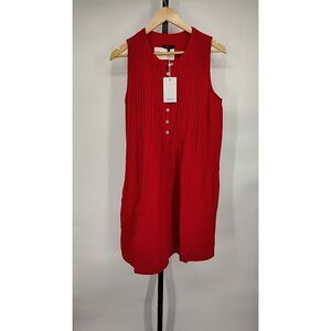 Quince Womens 100% Organic Cotton Gauze Sleeveless Swing Dress Wild Cherry S NWT